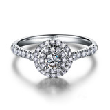 1克拉效果18K白金钻石戒指 豪华群镶 求结婚戒指 裸钻定制 正品