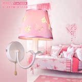 现代田园粉色壁灯创意蝴蝶儿童房卧室床头灯浪漫婚房led粉色壁灯