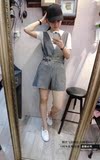 2016新款 韩版时尚修身款格子收腰显瘦背带裤女