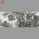 颜卿真迹纯手绘中国画作品小六尺横幅办公室写意春景山水画w1560