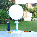 田园创意百合花双面化妆镜可旋转360度台式镜子大号随身镜桌面镜