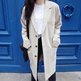 2016春秋季新款韩版女小西装外套 中长款直筒显瘦女士西服女装潮
