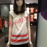 ROEM韩国罗燕夏季新品女荷叶边撞色条纹衬衫 专柜正品代购