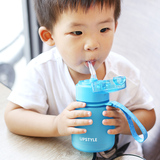 韩国进口塑料吸管杯 简约儿童便携水杯 安全健康杯子 防漏随行杯