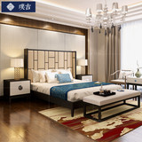 新中式布艺创意床家具现代中式家庭酒店会所售楼处卧室床工程定制