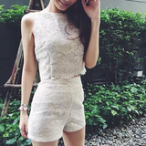 泰国潮牌2016夏装新款无袖蕾丝时尚套装短裤女夏