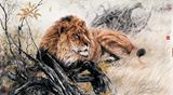 超高清狮子国画动物素材手绘百兽之王电子版图片jpg格式喷绘专用G