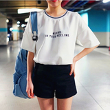 夏季韩国原宿BF风学生半袖大码宽松字母印花短袖T恤女装上衣服潮