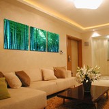 绿色竹子竹林风景 装饰画 墙画壁画 版画挂画 无框画三联客厅卧室