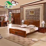现代简约中式卧室组合套装实木进口橡木家具衣柜梳妆台1.8m大床