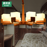 简约宜家实木吊灯现代中式客厅餐厅卧室创意吧台木质LED日式灯具