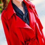 欧洲站春装2016韩版新款外套大码红色女装宽松中长款长袖女风衣潮