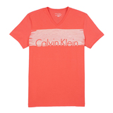 Calvin Klein正品代购男装 夏季新款CK休闲V领短袖细条纹字母T恤