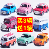 【天天特价】迷你甲壳虫巴士Q版合金车模声光回力儿童玩具小汽车
