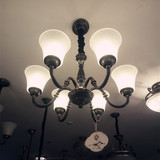 美式全铜吊灯欧式复古乡村简约客厅水晶吊灯卧室餐厅纯铜黑檫金灯
