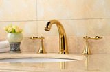 浴室全铜金色欧式分体式面盆洗脸盆冷热水龙头 三件套