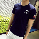 夏季短袖t恤血男装韩版日系半袖男士圆领体恤纯棉打底衫纯色上衣