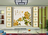 3D4D立体欧式软包拼花开富贵壁画电视背景墙纸客厅沙发影视墙壁纸