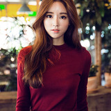 2016韩版秋装女士纯棉半高领长袖毛衣打底衫修身显瘦中领针织衫