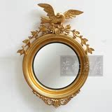 67*92/75*111出口金色法式美式欧式壁炉玄关镜老鹰花环圆形装饰镜