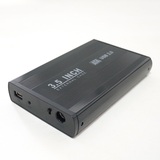 3.5寸USB2.0串口SATA硬盘盒 铝合金外壳 1.5A/2A电源 黑色 3521B
