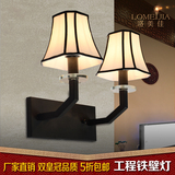 新中式现在卧室床头壁灯具美式乡村客厅壁灯饰过道铁艺布艺楼梯灯