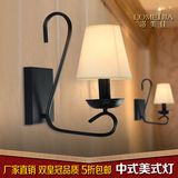新中式美式卧室床头壁灯具酒店工程铁艺壁灯饰乡村布艺壁灯过道灯