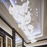 现代大型水晶工程吊灯片状异型灯具客餐厅会所酒店商场会议室灯具