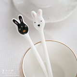 创意可爱陶瓷小白兔咖啡饮料长柄搅拌勺 小兔子搅拌棒