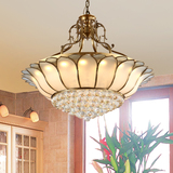 美式全铜水晶吊灯大气客厅水晶灯欧式圆形LED卧室餐厅铜灯GT090D