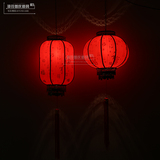 新中式铁艺灯笼吊灯阳台户外喜庆大红插电LED个性创意婚庆吊灯具