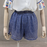 2016夏季新款女装 日系条纹女士雪纺休闲 短裤