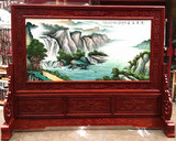 景德镇大型手绘瓷板画落地屏风装饰瓷画名家手绘壁画釉上山水风景