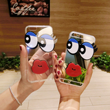 韩国卡通大眼睛睫毛性感嘴巴苹果iPhone6s/plus镜面手机壳软