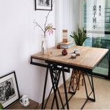 美式loft复古铁艺实木多功能伸缩折叠餐桌咖啡厅个性创意变形餐桌