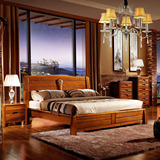 现代中式全实木金丝楠木色1.8米1.5米双人床卧室家具纯实木大床婚