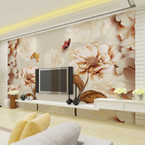 欧式复古电视背景墙3D手绘卧室客厅抽象花卉大型壁画无缝壁纸定做
