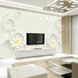 3d立体客厅电视墙纸温馨卧室床头背景大型壁画壁纸个性简约蝴蝶花
