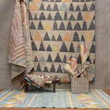 印度进口北欧宜家现代几何手工黄麻编织美式乡村中式客厅卧室地毯