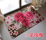 紫薇玫瑰花田园风格进门地毯地垫可裁剪玄关门厅橡胶低吸水防滑垫