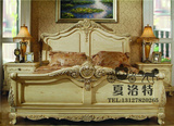 美式乡村实木床 简欧雕花双人床 法式复古做旧1.8米床 欧式家具床