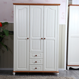 地中海衣柜23门 实木衣柜 儿童衣柜 简约现代两 三门松木衣橱白色