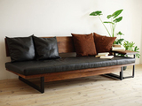 美式做旧实木复古沙发椅休闲多人软座垫躺椅 简约铁艺懒人沙发椅