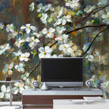 欧式个性油画花卉墙纸壁画沙发电视卧室背景墙定制无缝大型壁画