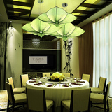 中式吊灯特色创意布艺荷叶灯笼吊灯餐厅酒店会所茶室方形装饰灯具