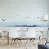 简约油画墙壁纸 工作室卧室客厅餐厅背景墙壁纸 手绘大海大型壁画