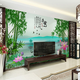 中式大型壁画电视客厅沙发背景墙壁纸3d立体无纺布墙纸唐韵竹子