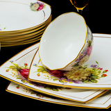 景德镇陶瓷器60头高档手绘镶金边骨瓷餐具碗碟套装欧中式礼品正品