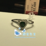 香港代购 周大福18K金碎钻镶钻石戒指 绿宝石排钻戒 三角形戒指