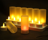 LED电子仿真12座充电蜡烛灯七彩闪烁烛台婚房求爱情趣浪漫装饰灯